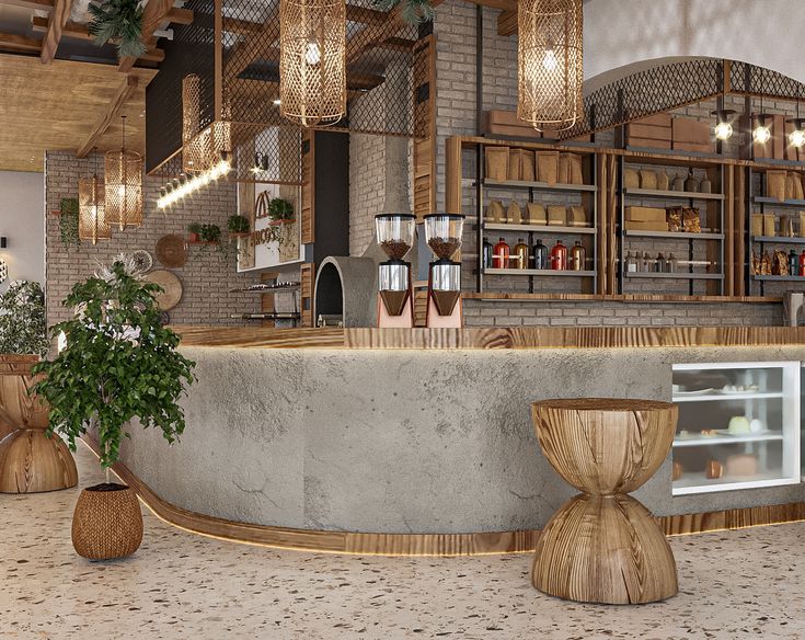 Cafe Design: A Cozy Modern Blend of Natural Materials and Contemporary Aesthetics