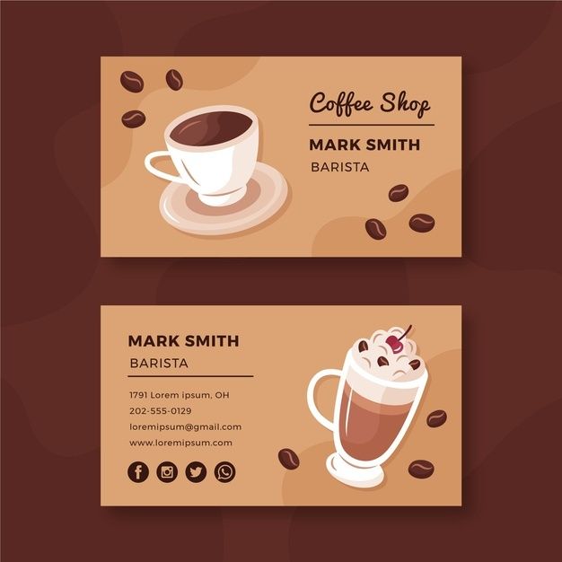 Cozy Cafe Business Card Design: Earthy Palette with Minimalist and Playful Graphics