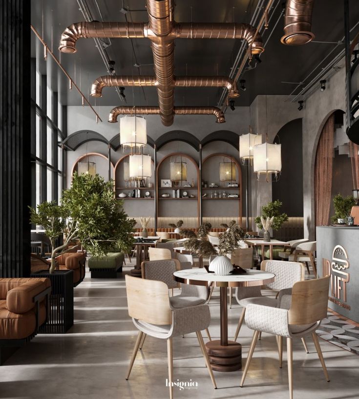 Modern Cafe Design: A Chic Blend of Textures and Ambient Comfort