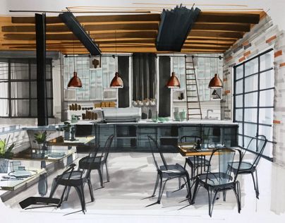 Modern Industrial Cafe Design with Inviting Atmosphere and Versatile Layout