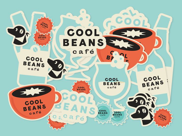 Vibrant Retro Sticker Design Enhances Whimsical Cafe Atmosphere