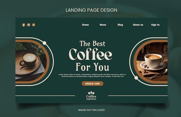 Cozy and Sophisticated Cafe Landing Page Design with Inviting Green Background and Modern Typography