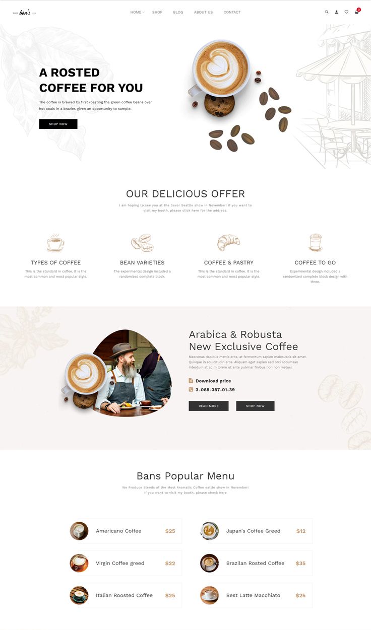 Inviting Cafe Design: Minimalist Layout, Artistic Illustrations, and Intuitive Navigation Enhance Customer Experience