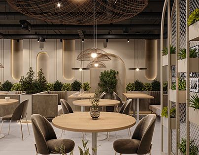 Modern Cafe Design: A Cozy Blend of Sleek Lines, Natural Elements, and Inviting Ambiance