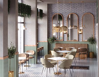 Modern Cafe Design: Earthy Tones, Elegant Materials, and Inviting Atmosphere