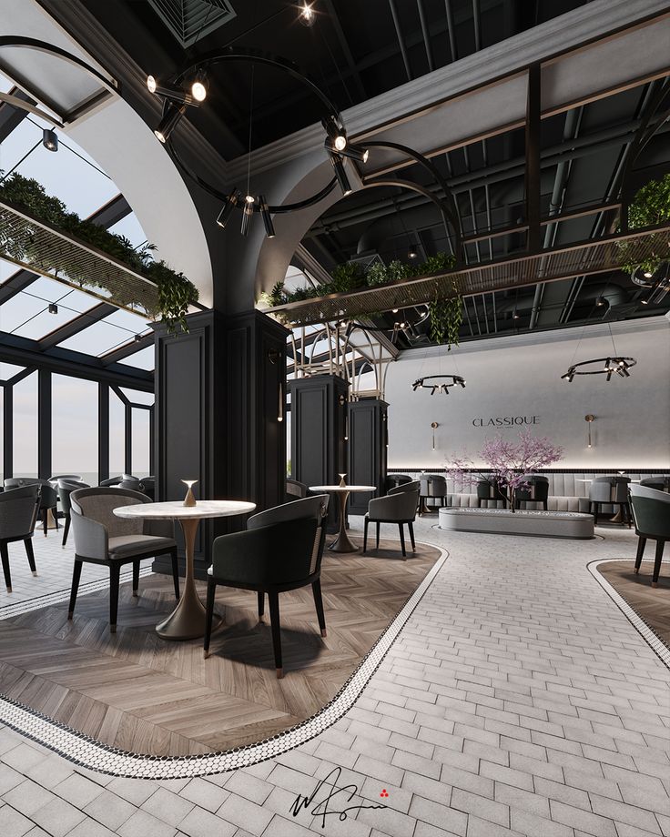 Chic Cafe Design Merges Modern Elegance with Classic Charm, Creating an Inviting Atmosphere