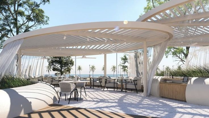 Modern Open-Air Cafe Design Harmonizes with Nature for Ultimate Relaxation