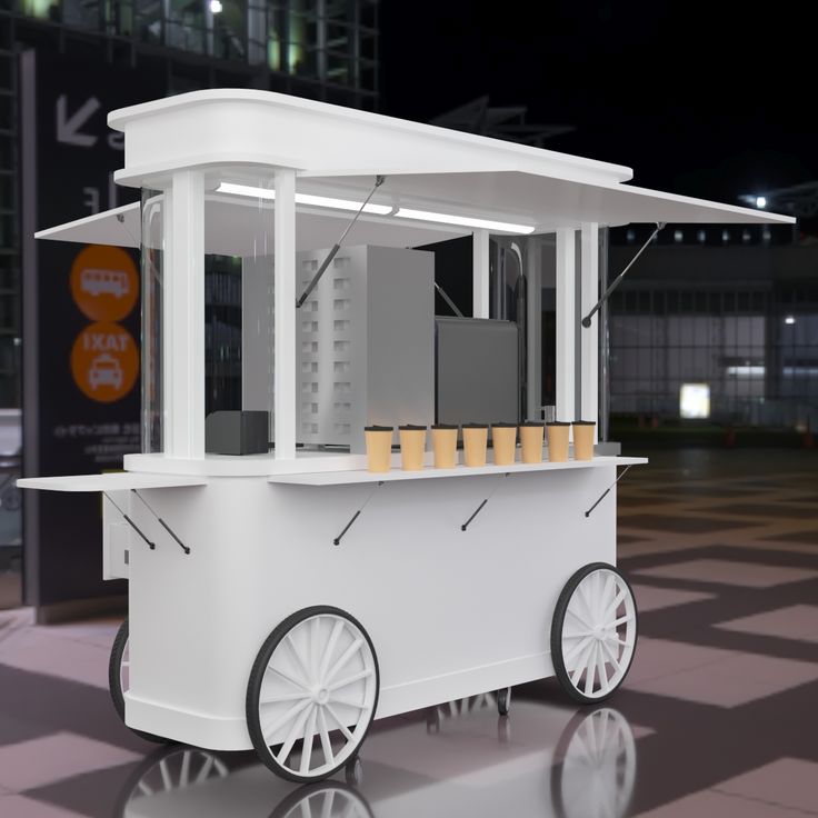 Modern Compact Street Cafe Cart: A Blend of Charm and Functionality