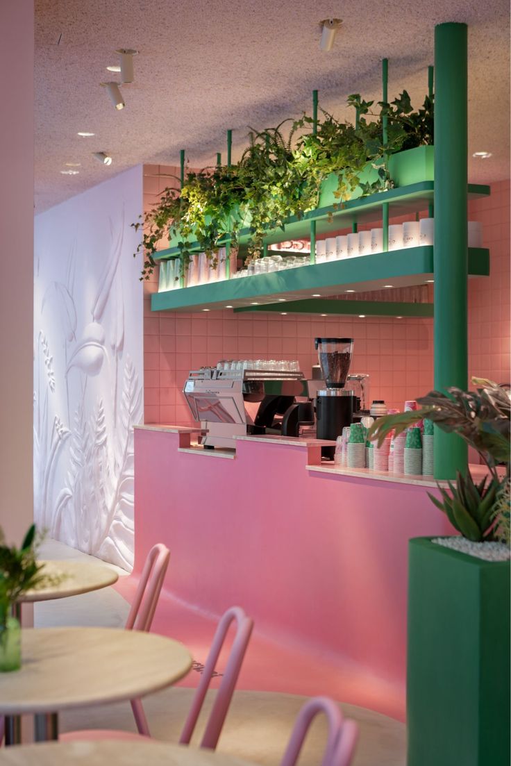 Vibrant and Playful Cafe Design: Soft Pastels Meet Modern Sophistication