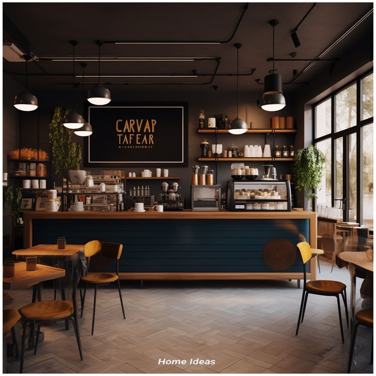 Warm and Inviting Cafe Design Blends Modern and Rustic Elements for a Cozy Atmosphere