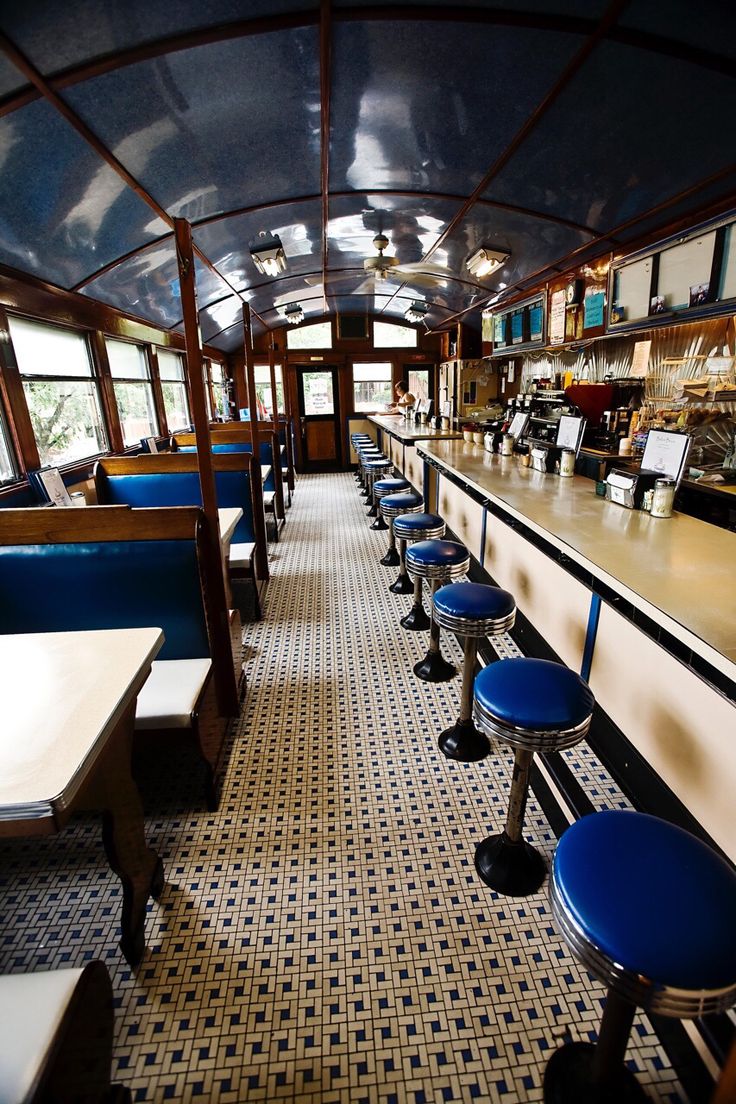 Charming Vintage Diner Cafe Design with Retro Aesthetics and Nostalgic Ambiance