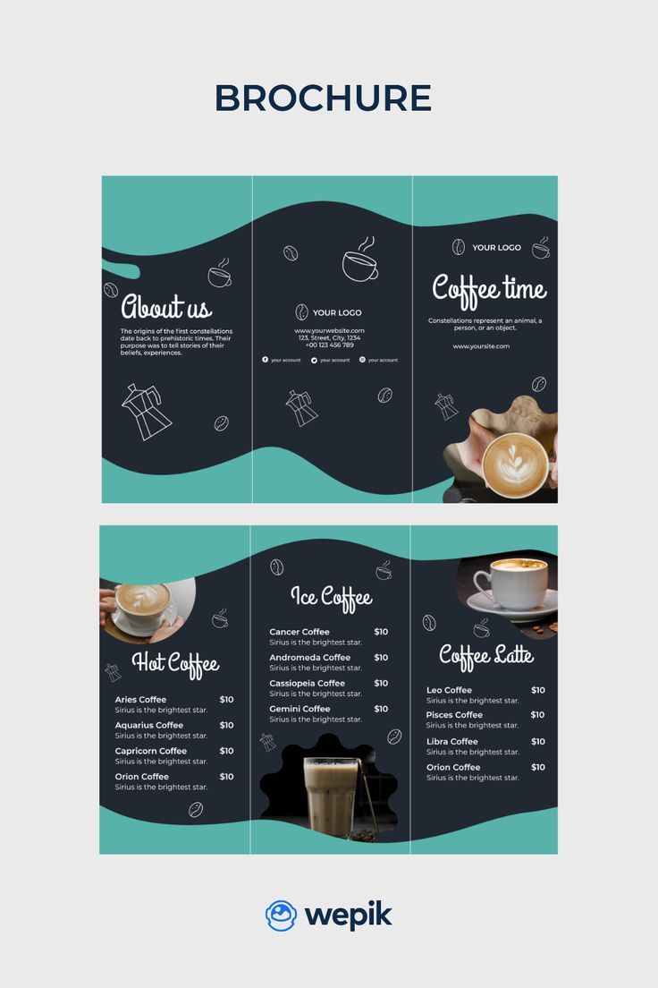 Modern Cafe Brochure: A Cozy Invitation with Elegant Design and Engaging Beverage Showcase