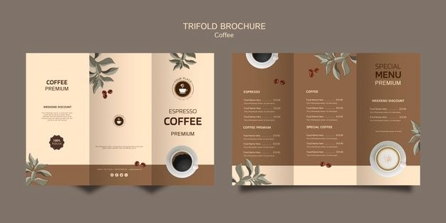 Inviting Coffee-Themed Trifold Brochure Design Showcasing Premium Options