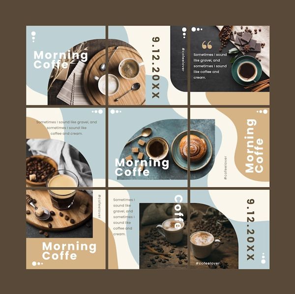 Inviting Coffee-Themed Collage Evoking Cozy Cafe Atmosphere