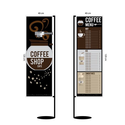 Inviting Vertical Signage Design for Cafe Enhances Aesthetic and Menu Clarity