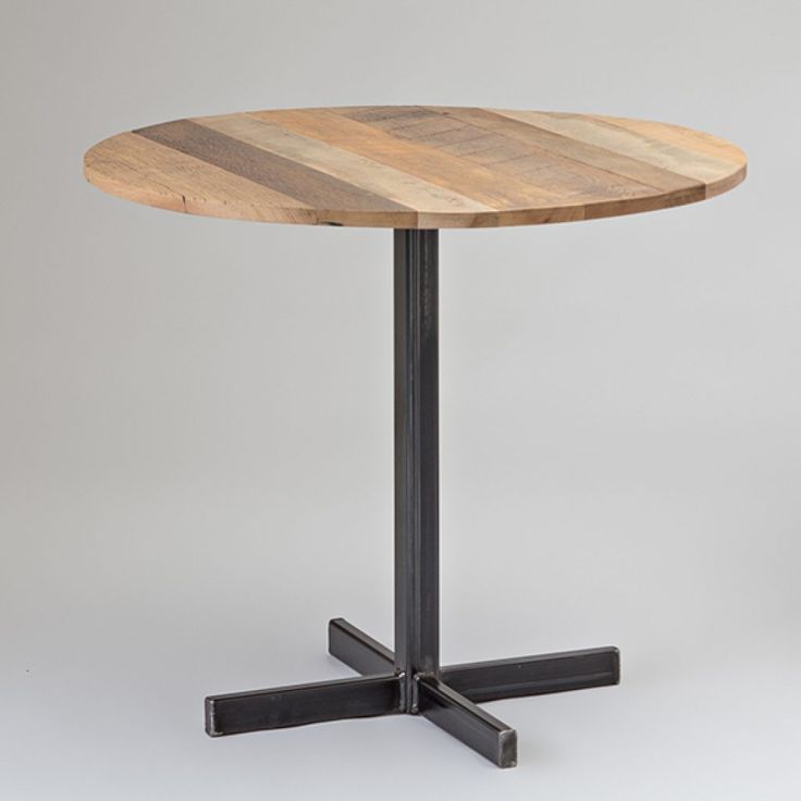 Chic Round Cafe Table: Rustic Wood Top with Modern Metal Base for Versatile Decor