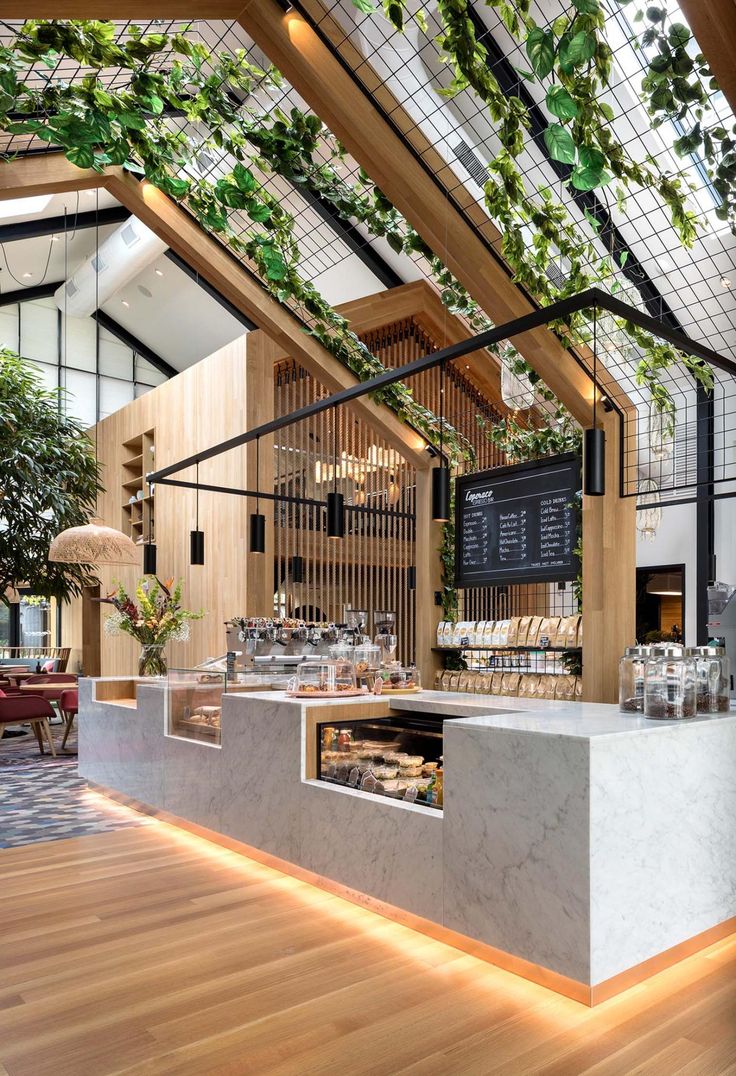 Urban Oasis Cafe: A Harmonious Fusion of Nature and Modern Design