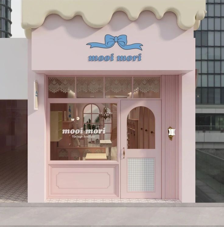 Charming Cafe Design with Whimsical Pastel Facade and Inviting Atmosphere