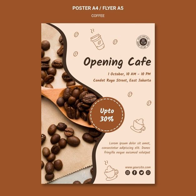 Cozy Cafe Opening Poster Design: Warm Tones and Clean Aesthetics Inviting Patrons