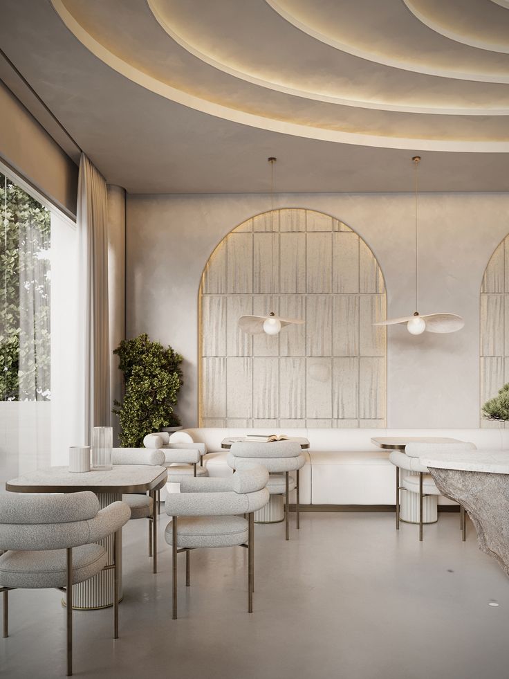 Serene and Modern Cafe Design: A Harmony of Sophistication and Comfort