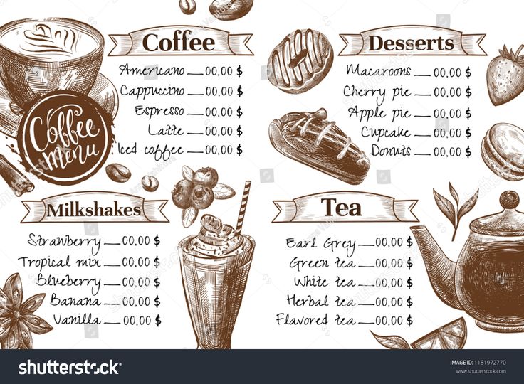 Book Cafe Menu Design