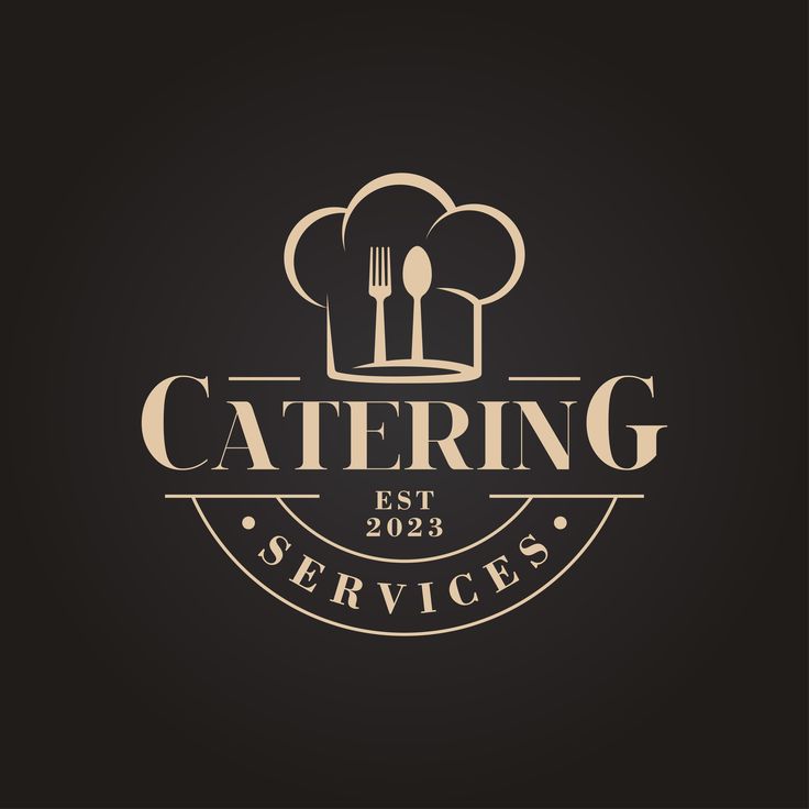 Elegant Catering Logo Design: A Sophisticated Chef's Hat and Utensils in a Premium Circular Layout