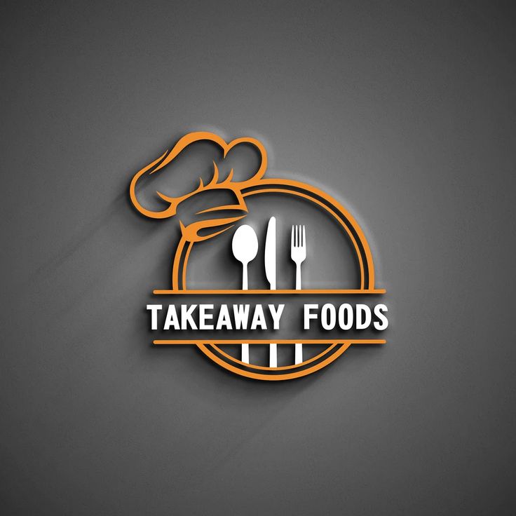 Modern Logo Design for Takeaway Cafe: A Sleek Emblem with Culinary Elements and Bold Colors