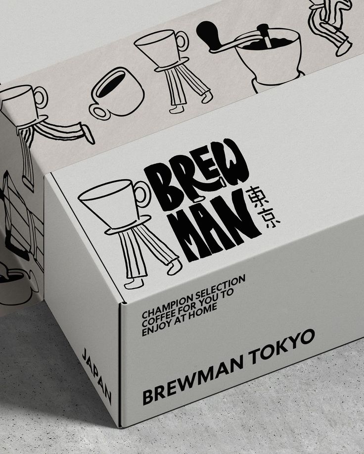 Modern and Playful Cafe Packaging Design with Bold Graphics and Whimsical Illustrations