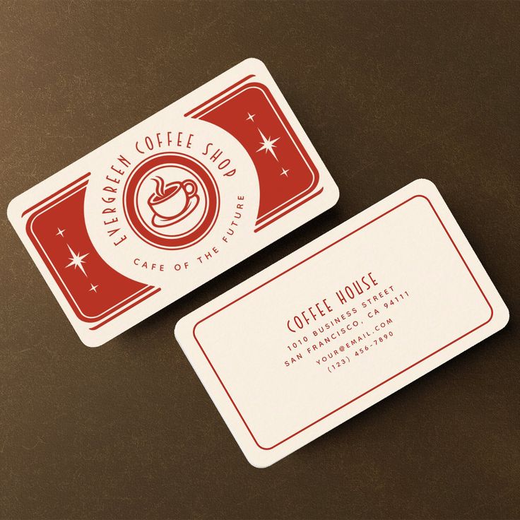 Retro-Inspired Cafe Business Card Design with Vibrant Colors and Nostalgic Motifs