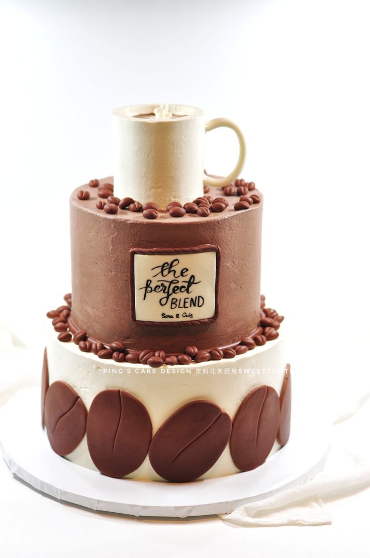 Cafe-Inspired Cake: A Three-Tiered Delight Celebrating Coffee Culture