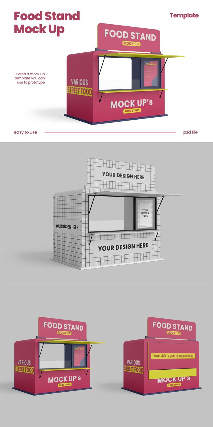 Versatile Food Stand Mock-Up: Customizable, Vibrant Design for Street Food Branding