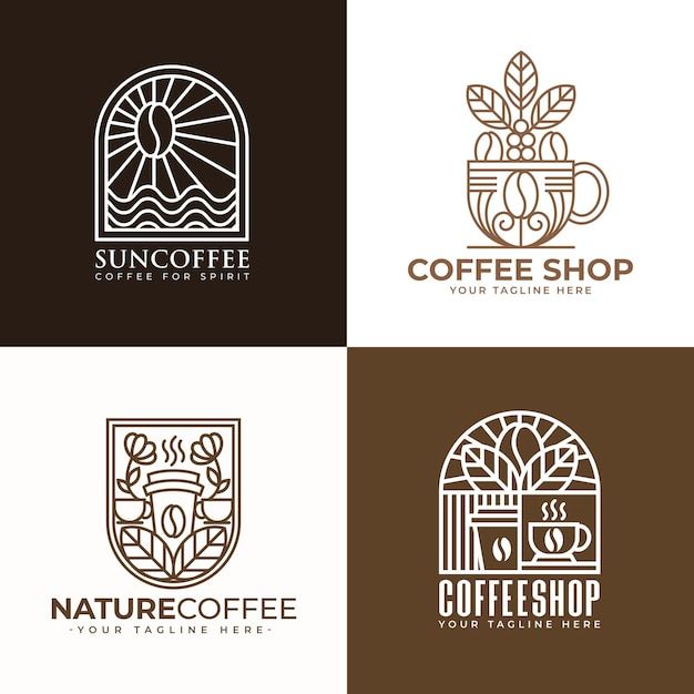 Four Distinct Logo Concepts Capturing the Essence of Coffee Culture for Cafes