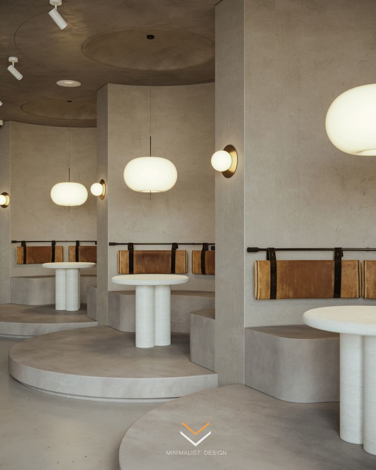 Modern Minimalist Cafe Design: A Harmonious Blend of Curved Surfaces and Organic Geometry