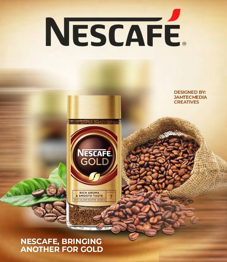 Inviting Design Showcasing Nescafe Gold Amid Coffee Beans and Natural Elements