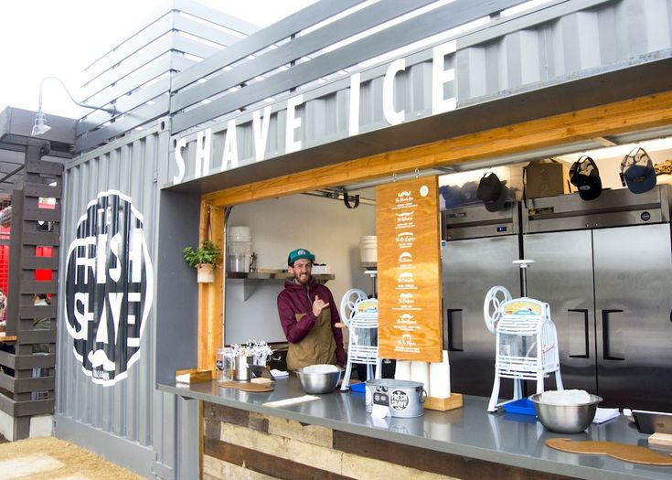 Modern Casual Cafe Design Featuring a Repurposed Shipping Container with an Inviting Atmosphere and Quick Service