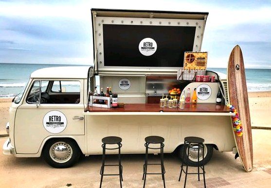 Charming Retro Mobile Cafe: Vintage Van Beachside Experience