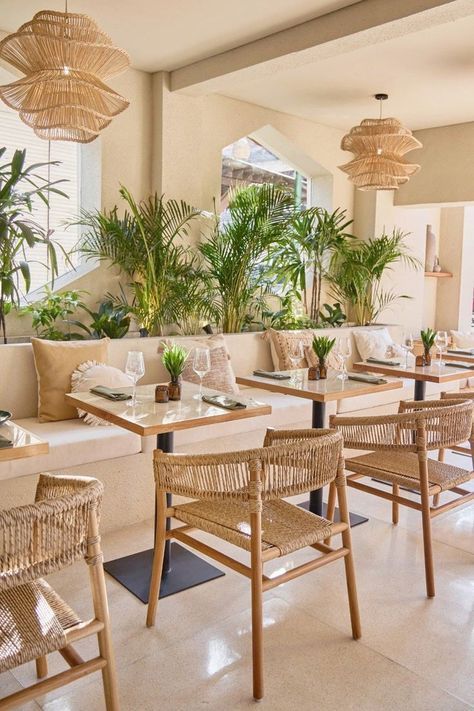 Stylish Cafe Design Combines Modern Aesthetics with Natural Elements for a Serene Dining Experience