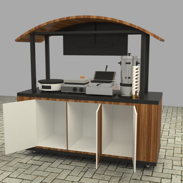 Chic Cafe Design: Elegant Service Counter with Arched Roof and Efficient Workflow