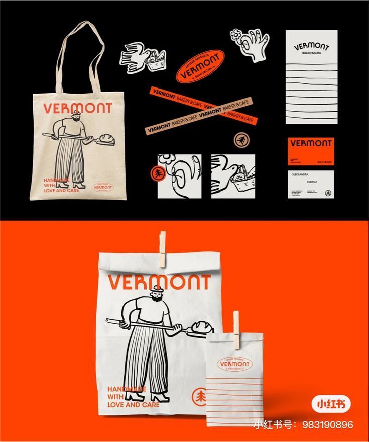 Vermont Cafe: Engaging Branding with Playful Illustrations and a Warm Color Palette