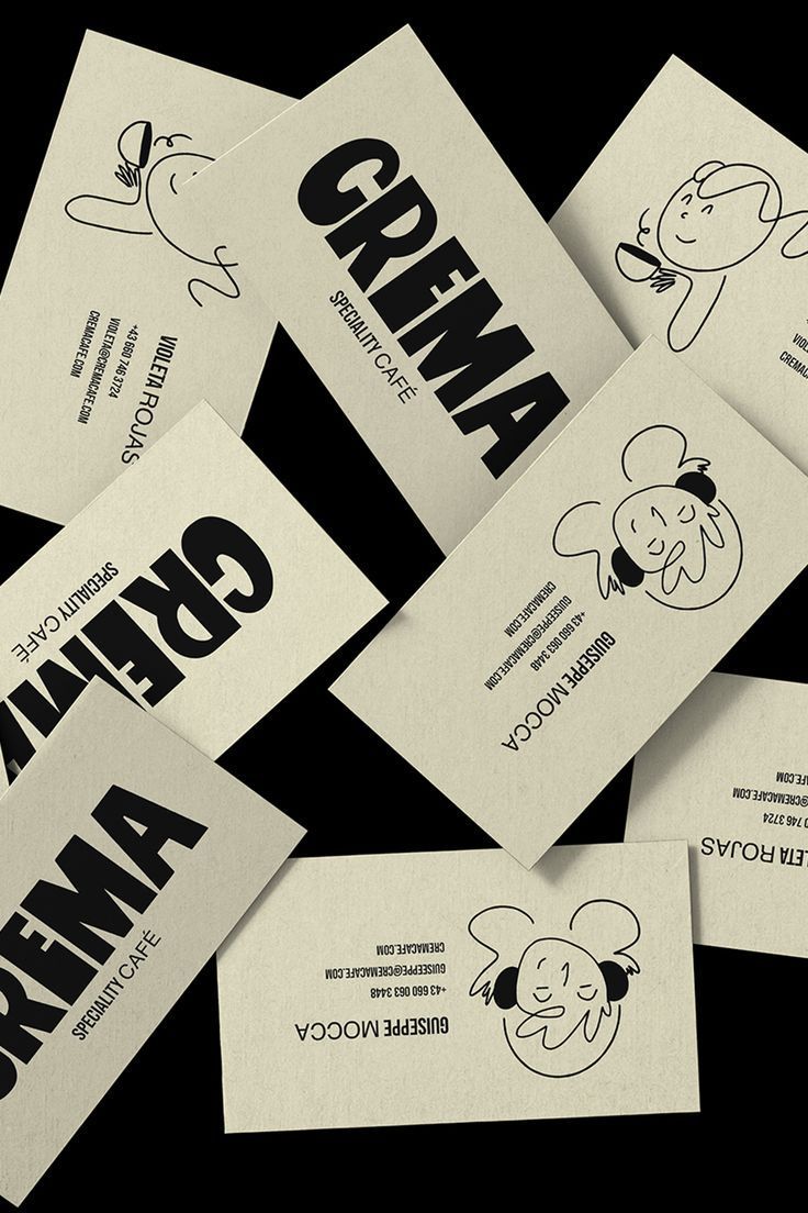 Playful and Modern Cafe Business Card Collection Highlights Bold Design and Whimsical Illustrations