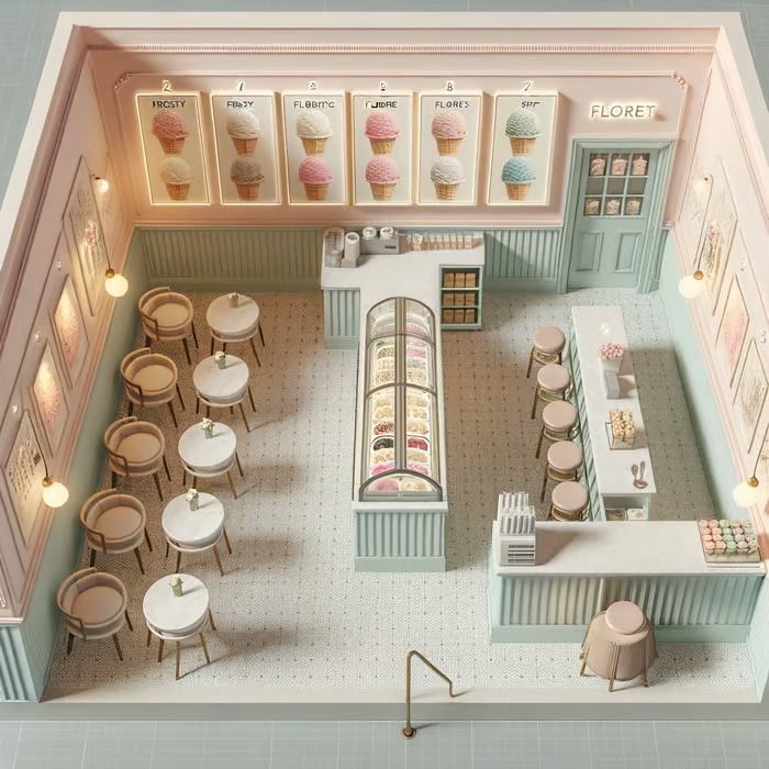 Charming Cafe Design: Soft Pastels and Playful Aesthetics for a Cozy Gathering Spot