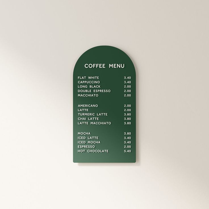 Elegant Minimalist Cafe Design with Striking Green Menu Board and Organized Typography