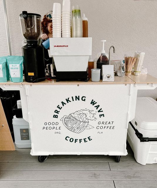 Coastal-Themed Mobile Coffee Cart: A Functional, Inviting, and Simple Design