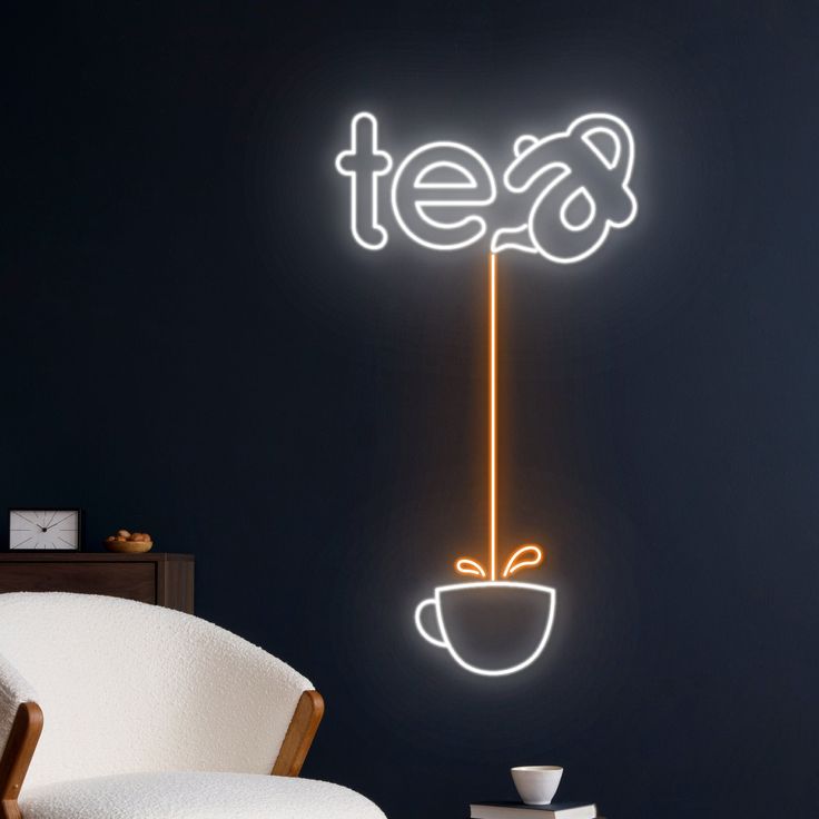 Modern Cafe Design: Contemporary Aesthetic Enhanced by Minimalist Neon Light Installation