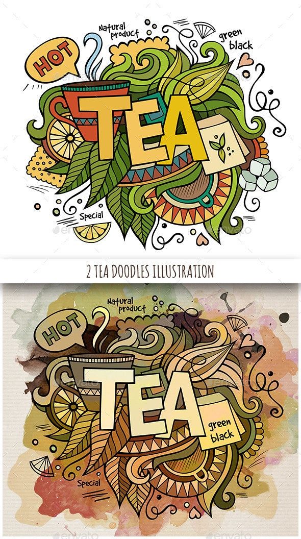 Vibrant Whimsical Tea Illustrations Create a Welcoming Ambiance for Cafe Patrons